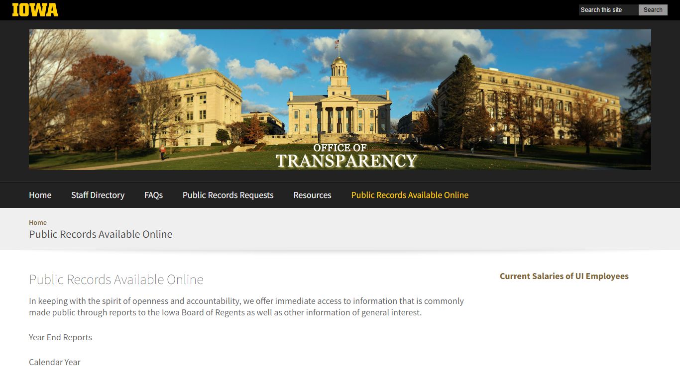 Public Records Available Online | transparency.uiowa.edu