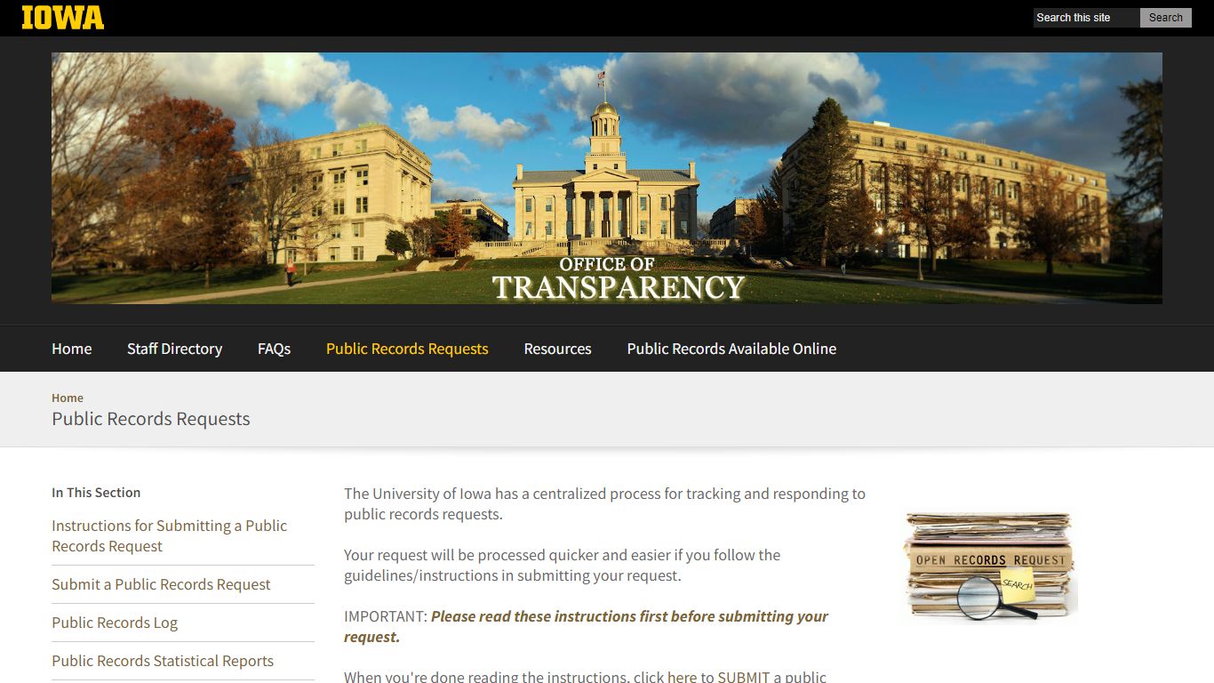 Public Records Requests | transparency.uiowa.edu - University of Iowa