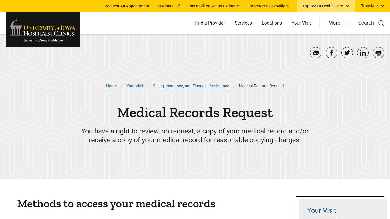 Medical Records Request | University of Iowa Hospitals & Clinics