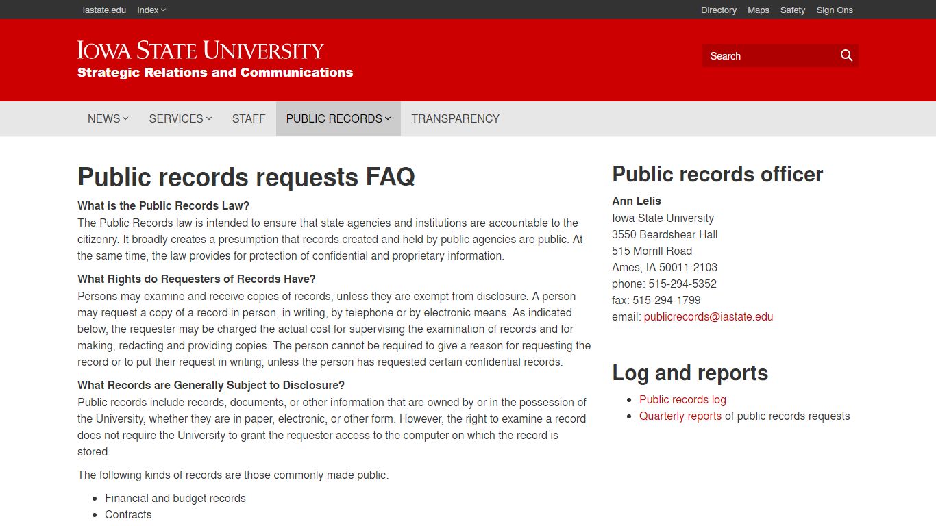 Public records requests FAQ - Iowa State University